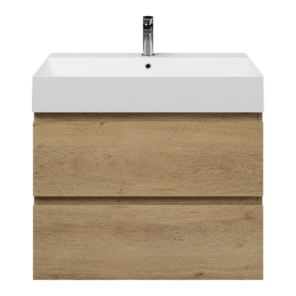 Zoutelande badmeubel 80 cm warm eiken met keramische Marken wastafel wit mat, 1 kraangat