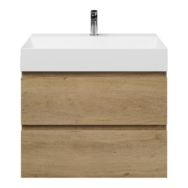 Zoutelande badmeubel 80 cm warm eiken met keramische Marken wastafel wit glans, 1 kraangat