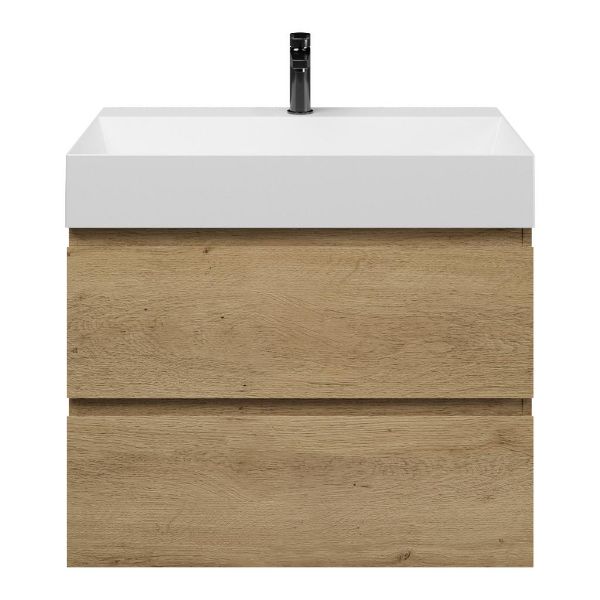 Zoutelande badmeubel 80 cm warm eiken met keramische Marken wastafel wit mat, 1 kraangat