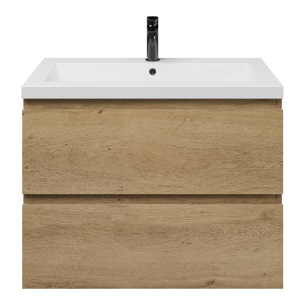 Zoutelande badmeubel 80 cm warm eiken met polystone Cadzand wastafel wit mat