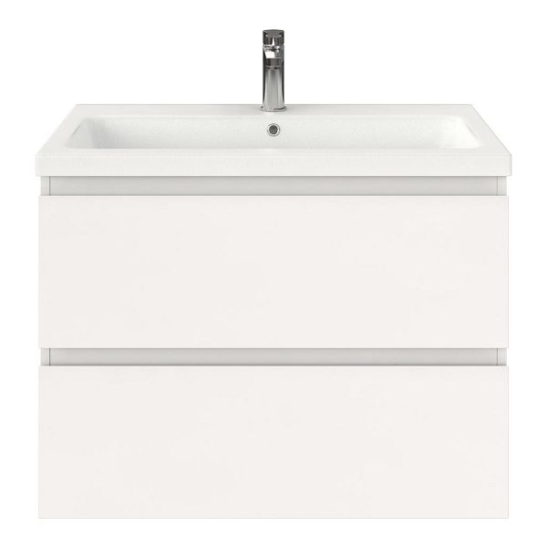 Zoutelande badmeubel 80 cm wit hoogglans met keramische Dishoek wastafel wit mat