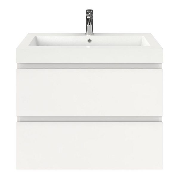 Zoutelande badmeubel 80 cm wit hoogglans met polystone Cadzand wastafel wit glans