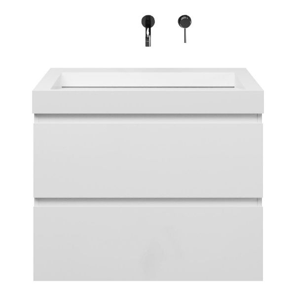 Zoutelande badmeubel 80 cm wit hoogglans met solid surface Solid wastafel wit glans