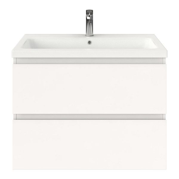 Zoutelande badmeubel 80 cm wit mat met keramische Dishoek wastafel wit mat