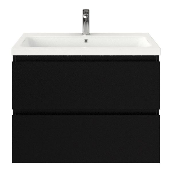 Zoutelande badmeubel 80 cm zwart mat met keramische Dishoek wastafel wit mat