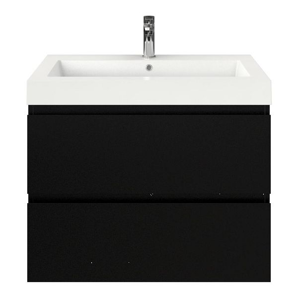 Zoutelande badmeubel 80 cm zwart mat met polystone Cadzand wastafel wit glans
